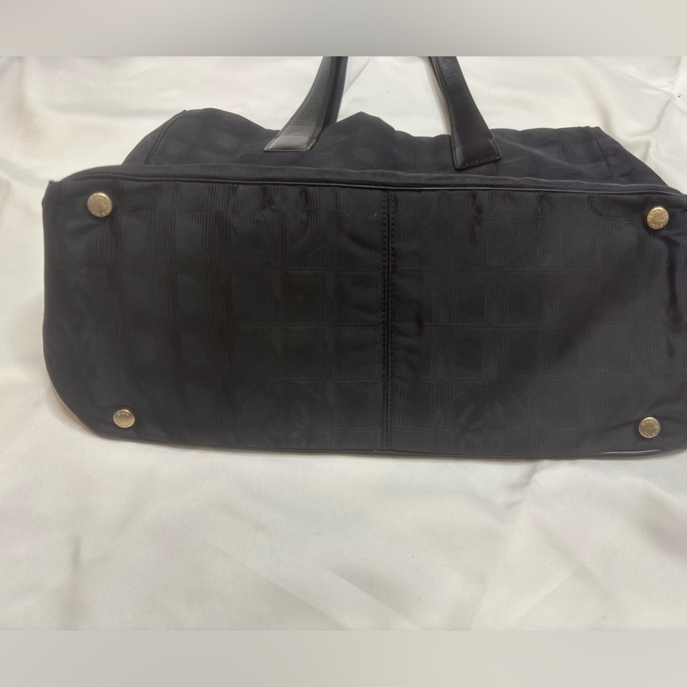 Chanel Travel Line Tote Bag Black Nylon Jacquard CC Logo - Picture 4 of 9